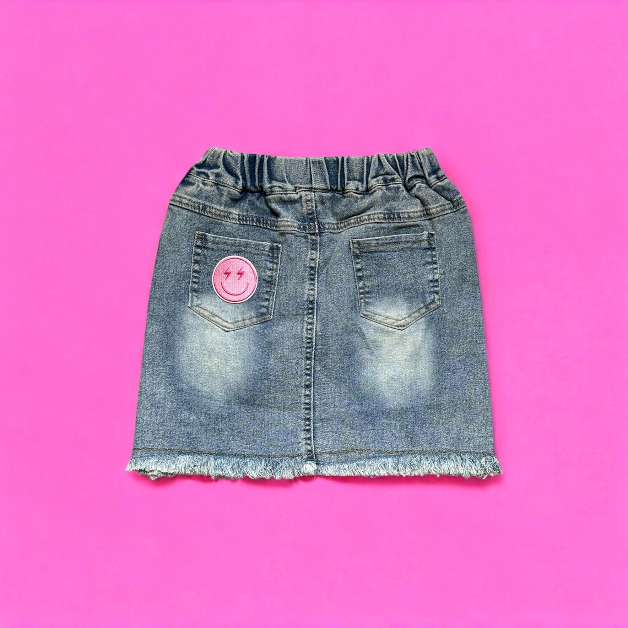 Pink Patchwork Denim Skirt